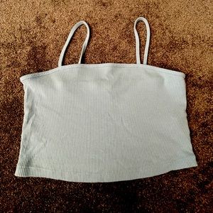 ribbed pastel blue crop tank top